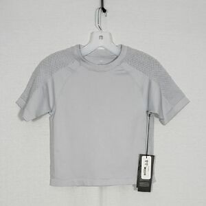 NWT Kyodan Grey Moisture Wicking Seamless Crew Neck Short Sleeve Top Women SZ Md